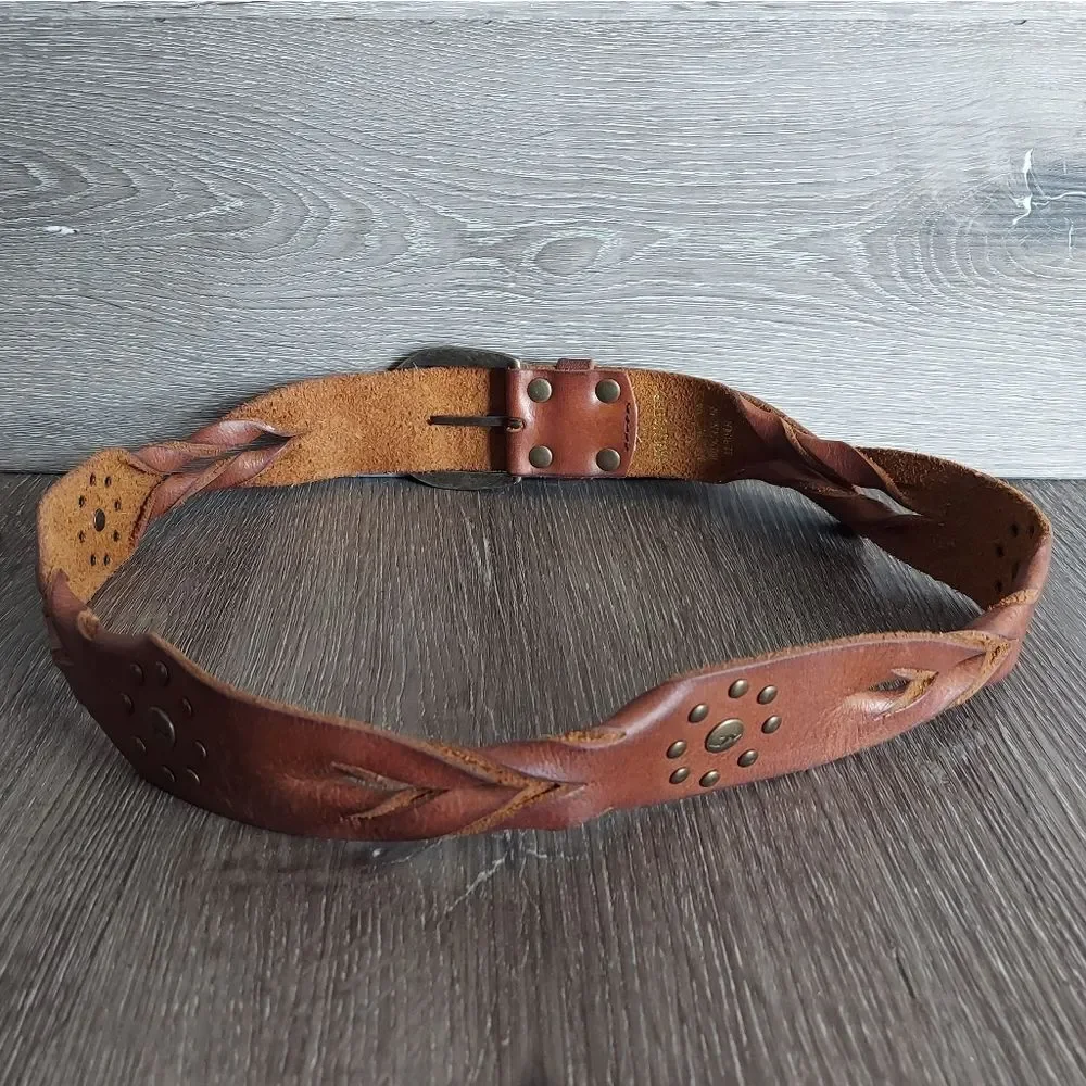 Hollister Twsited Braid Belt with Studs Size Medium